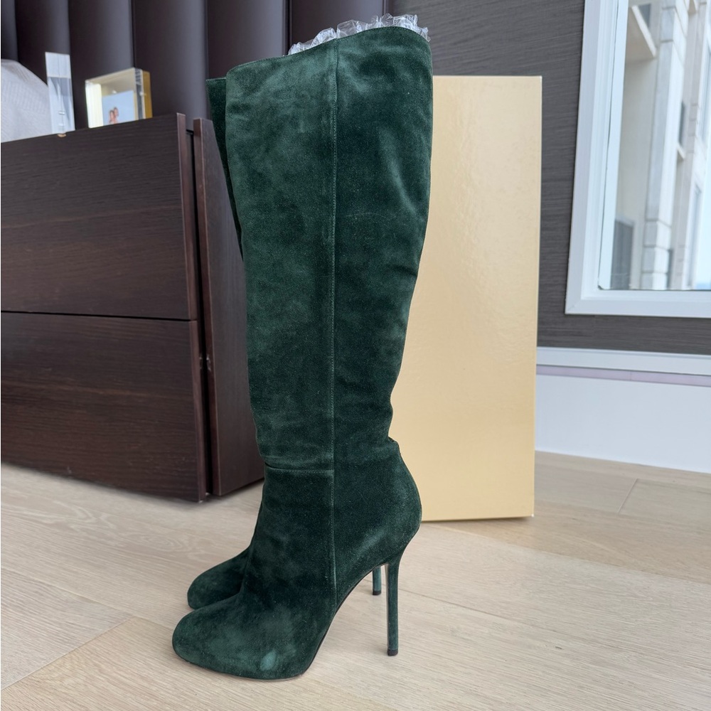Gianvito Rossi Knee High Green Suede Boots Sz 8.5 - Picture 4 of 9